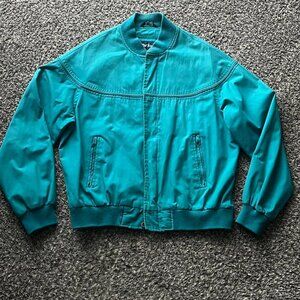 Vintage 80s Par Four Bomber Jacket Mens Large Teal Green Insulated Gorpcore